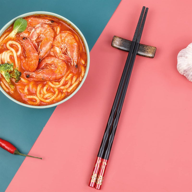 HuaLan Fiberglass Chopsticks Series - Japanese Non-Slip Chopstick, Reusable Chop Sticks Dishwasher Safe, 5 Pairs, Gift Set, 9.9 Inches, Spring Flower - Image 5